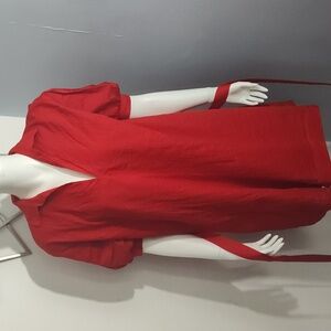 AYR Dress XL Womens The Solstice Red Textured Collared Puff Sleeve Shirt Style